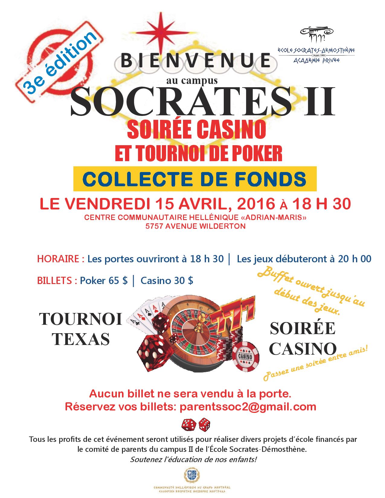 SOIRÉE CASINO ET TOURNOI DE POKER À SOCRATES II