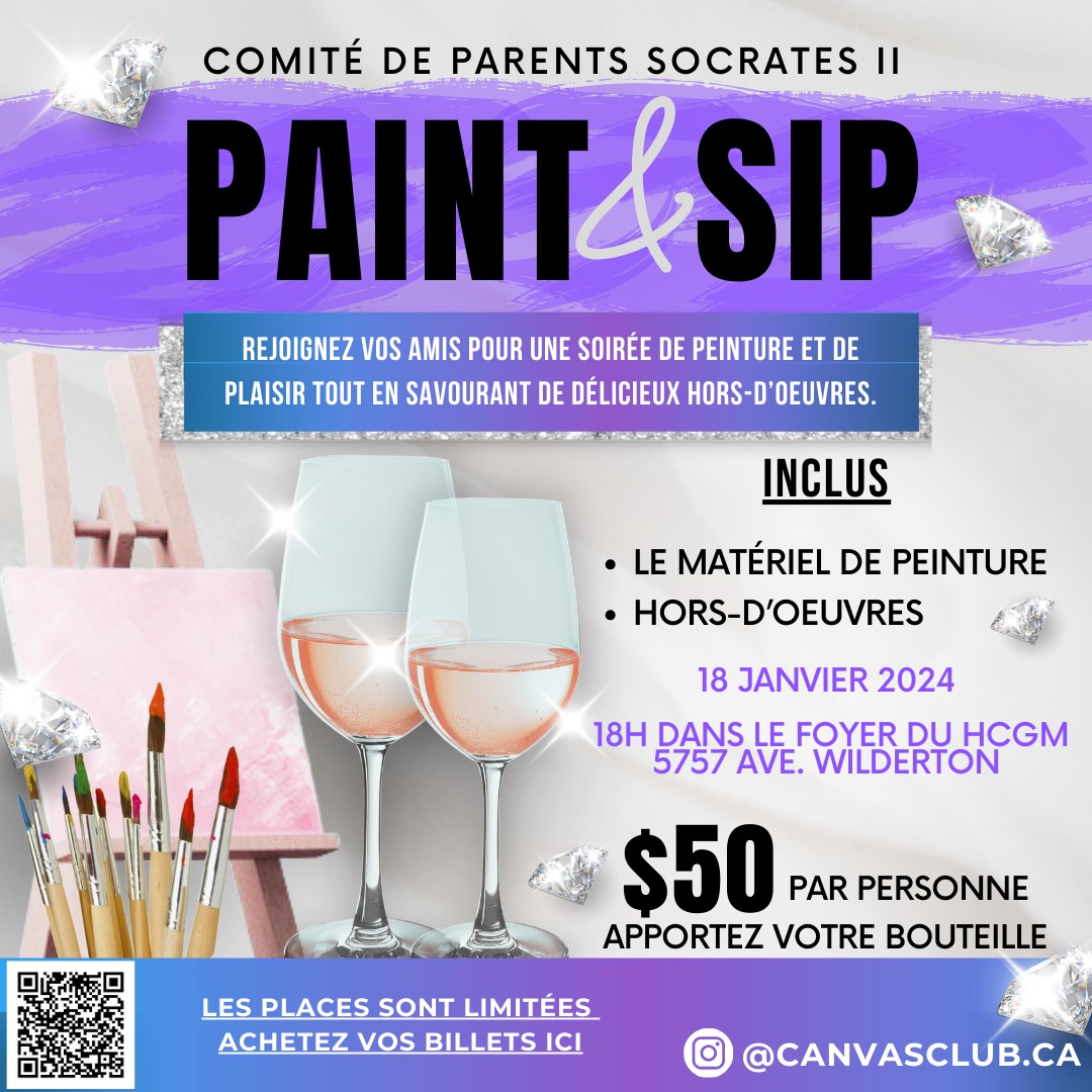 The Parent’s Committee of Socrates II presents “Paint & Sip”